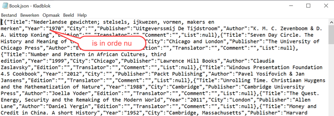 Book JSON correct gegenereerd
